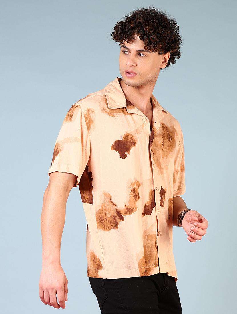 men cuban collared short sleeves casual shirt - 21749795 - Standard Image - 2