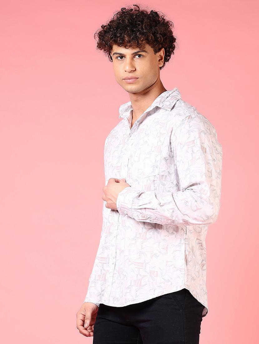 men printed collared long sleeves casual shirt - 21749801 - Standard Image - 2