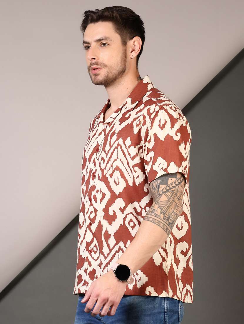 men cuban collared short sleeves casual shirt - 21749806 -  Standard Image - 2