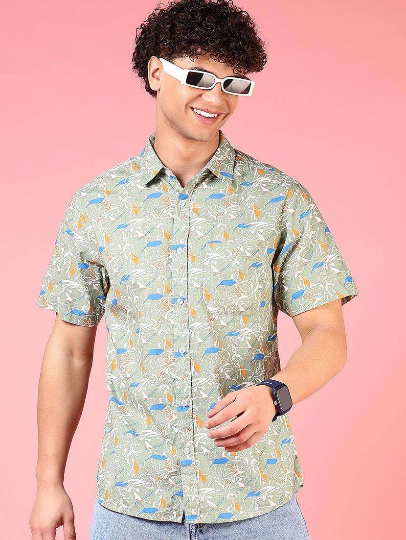 men collared short sleeves casual shirt