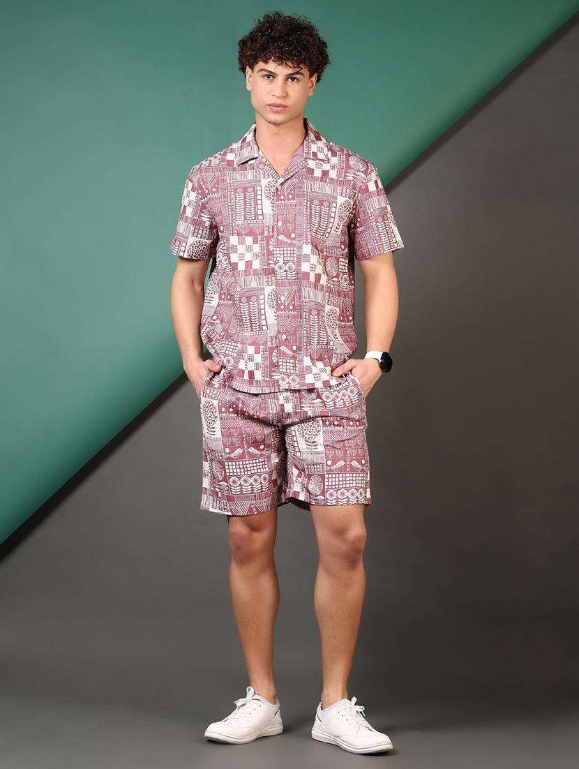 men printed shirt & shorts co-ord set - 21749810 -  Standard Image - 2
