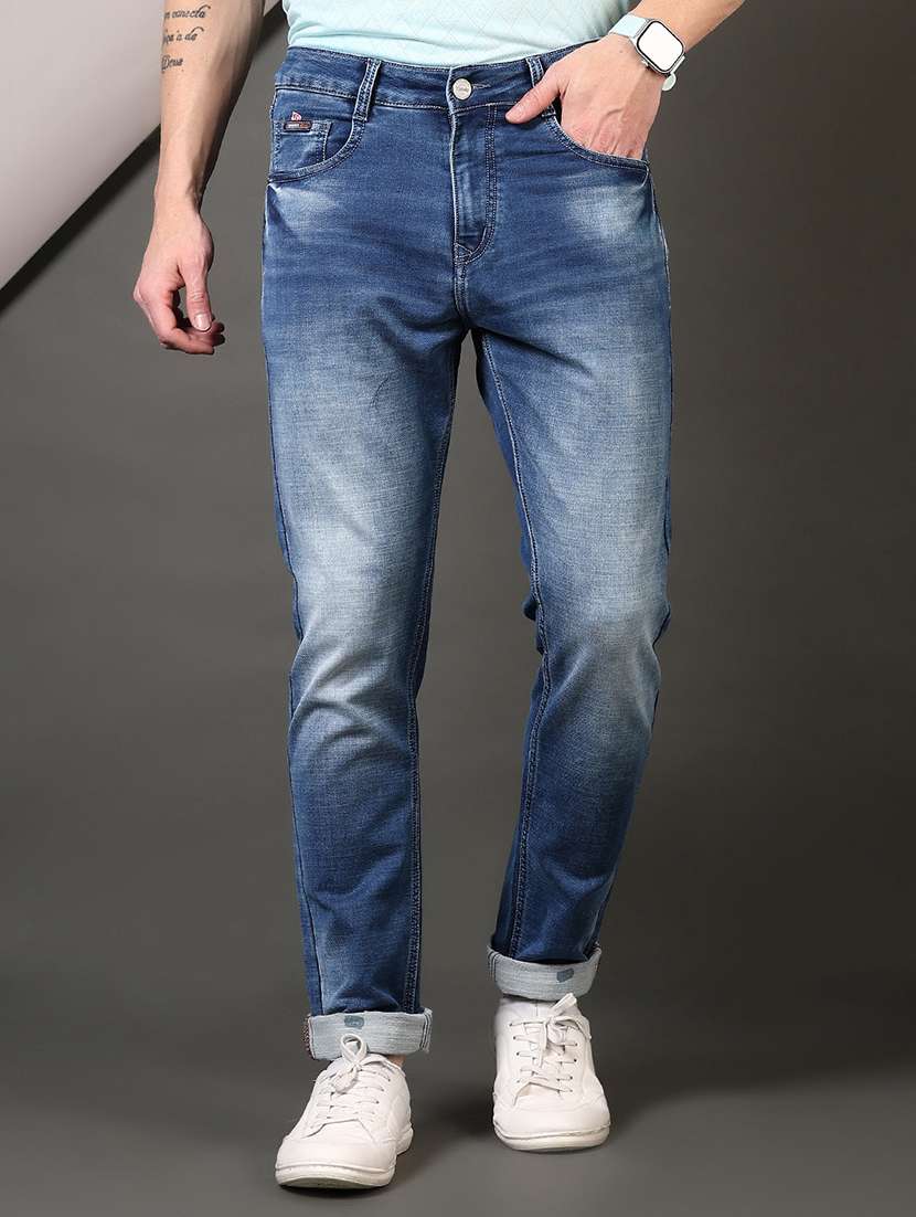 men solid mid rise slim fit jean