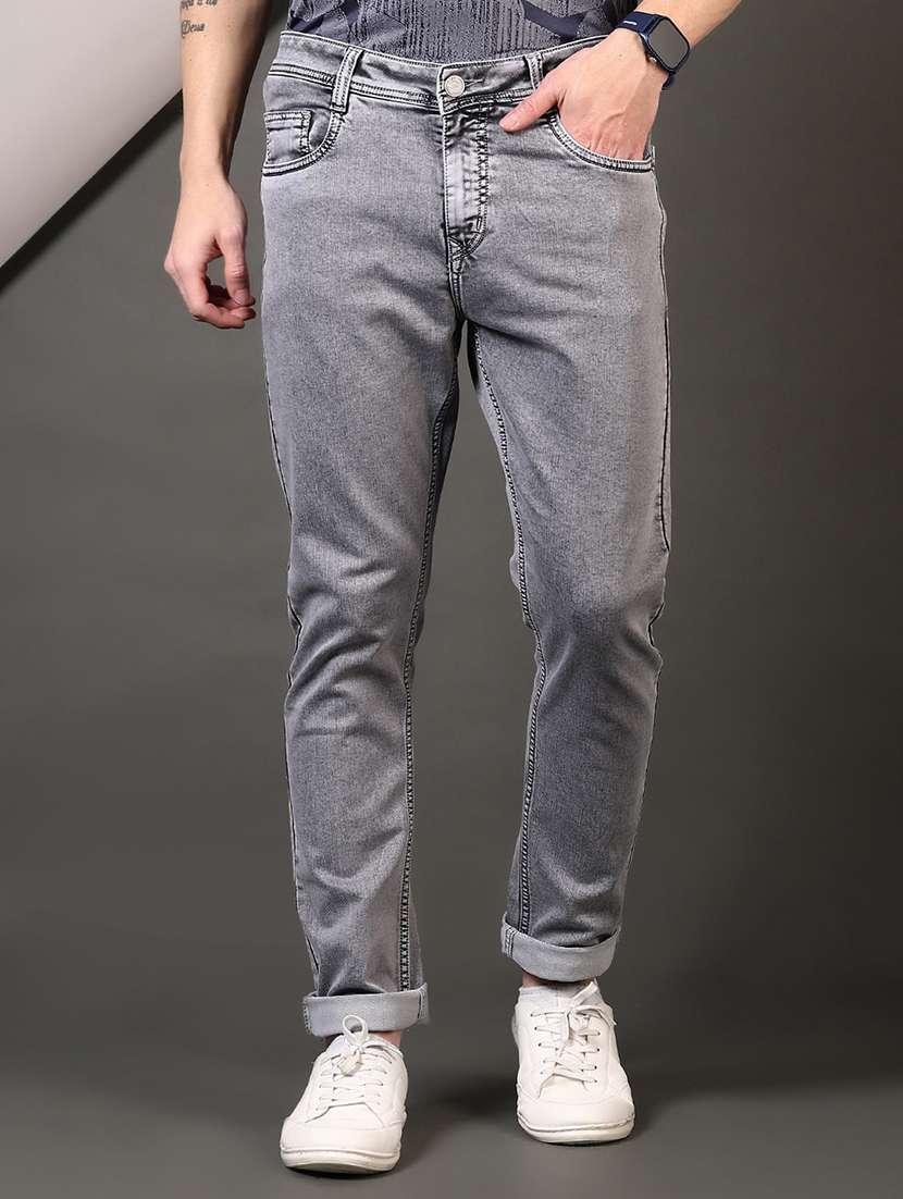 men solid mid rise slim fit jean
