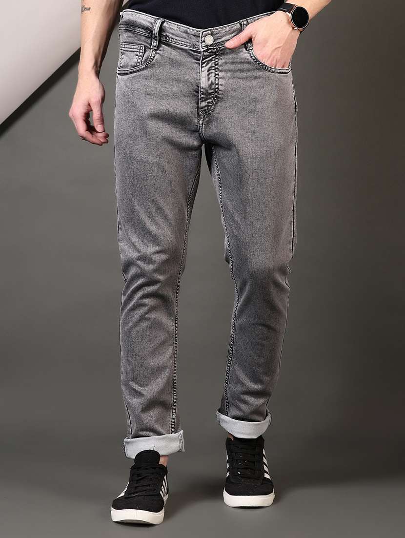 men solid mid rise slim fit jean