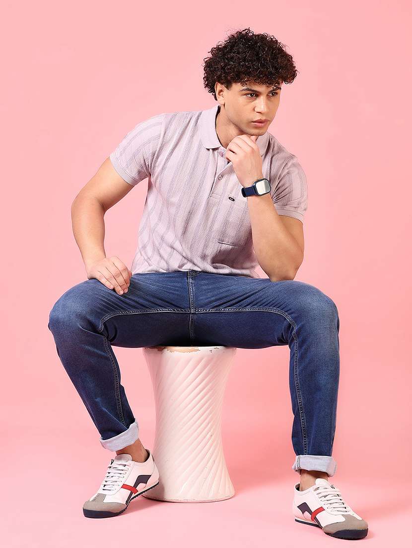 men striped short sleeve regular fit polo t-shirt - 21749942 -  Standard Image - 2