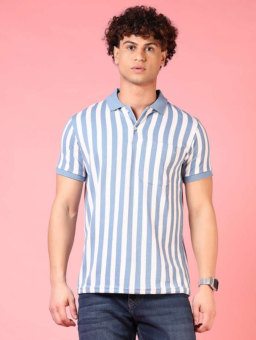 men striped short sleeve regular fit polo t-shirt - 21749955 -  Zoom Image - 0