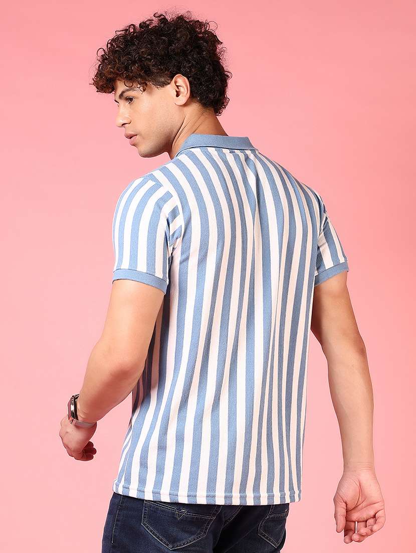 men striped short sleeve regular fit polo t-shirt - 21749955 - Standard Image - 2