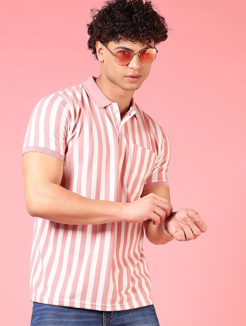 men striped short sleeve regular fit polo t-shirt - 21749961 - Zoom Image - 0
