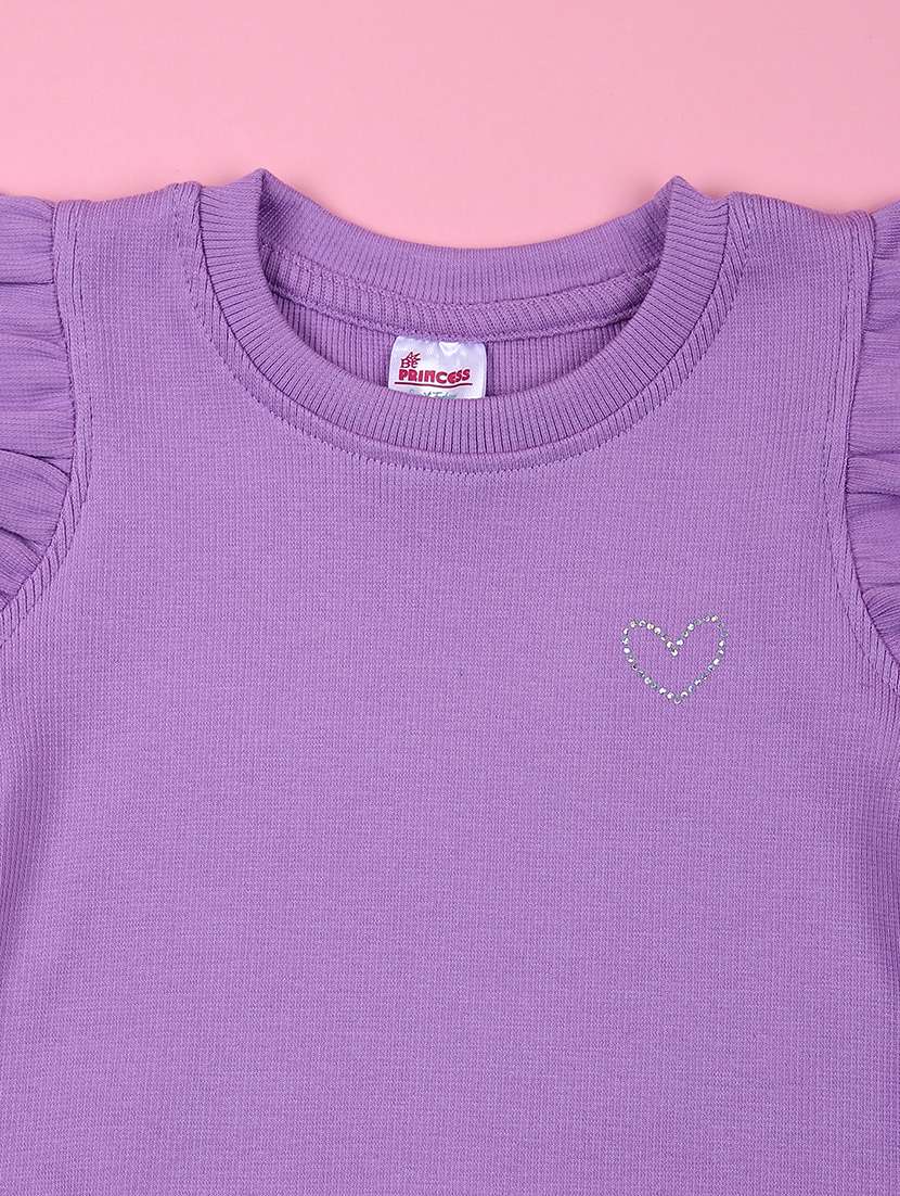 girls solid short & top co-ord set - 21749995 -  Standard Image - 2