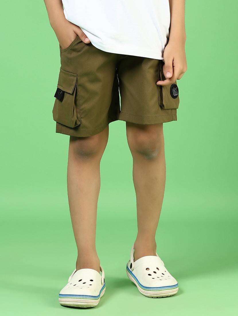 boys solid mid rise cargo shorts - 21750010 - Standard Image - 2
