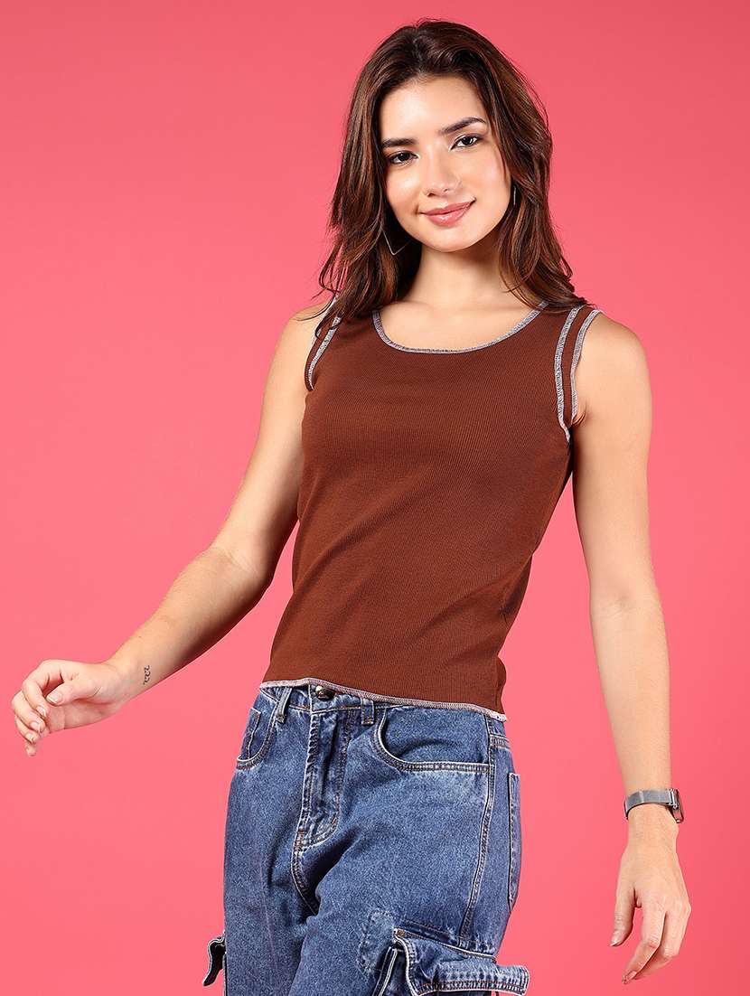 women solid sleeveless regular top - 21750052 -  Standard Image - 2
