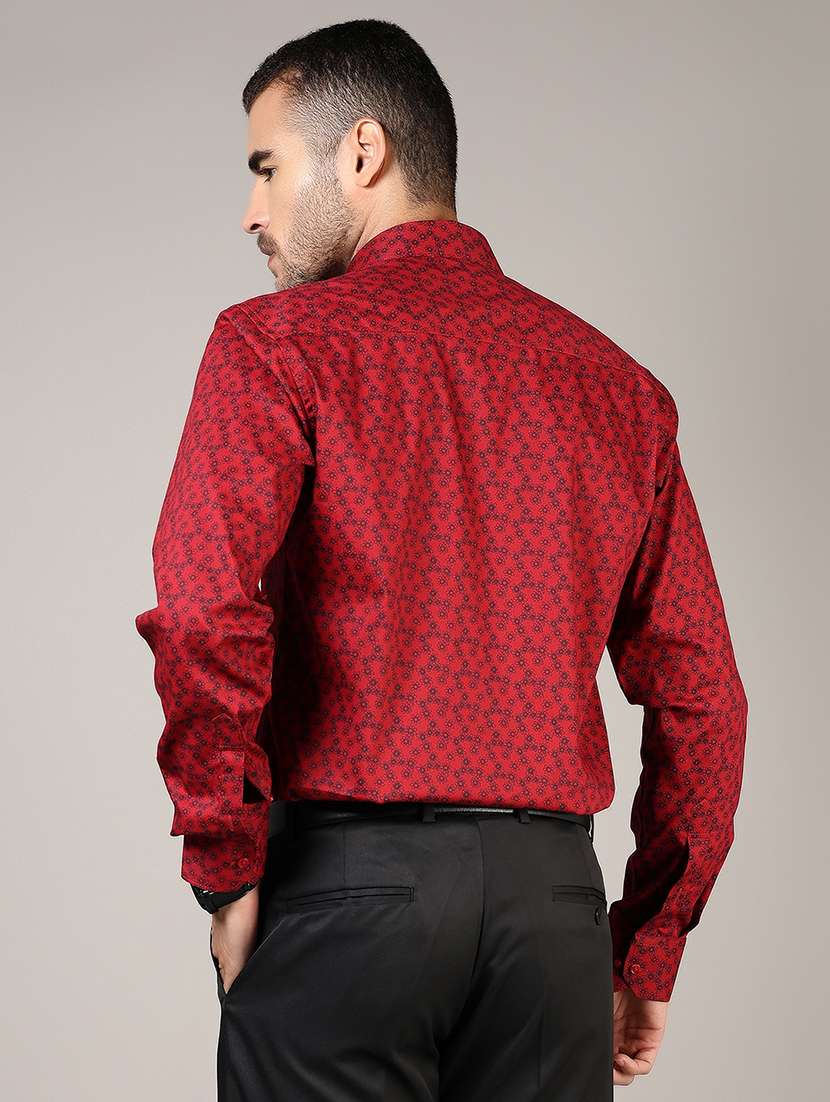 men printed long sleeve regular fit formal shirt - 21750078 - Standard Image - 2