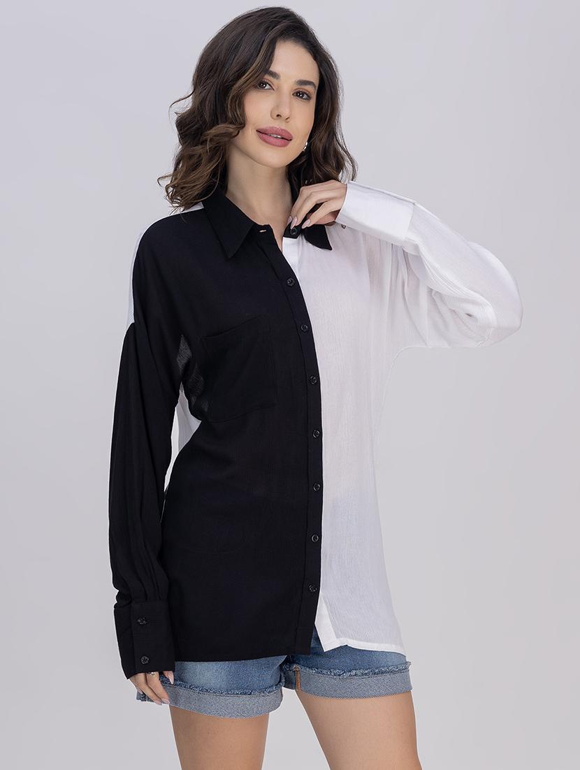 women color blocked collared regular shirt - 21750126 - Zoom Image - 0