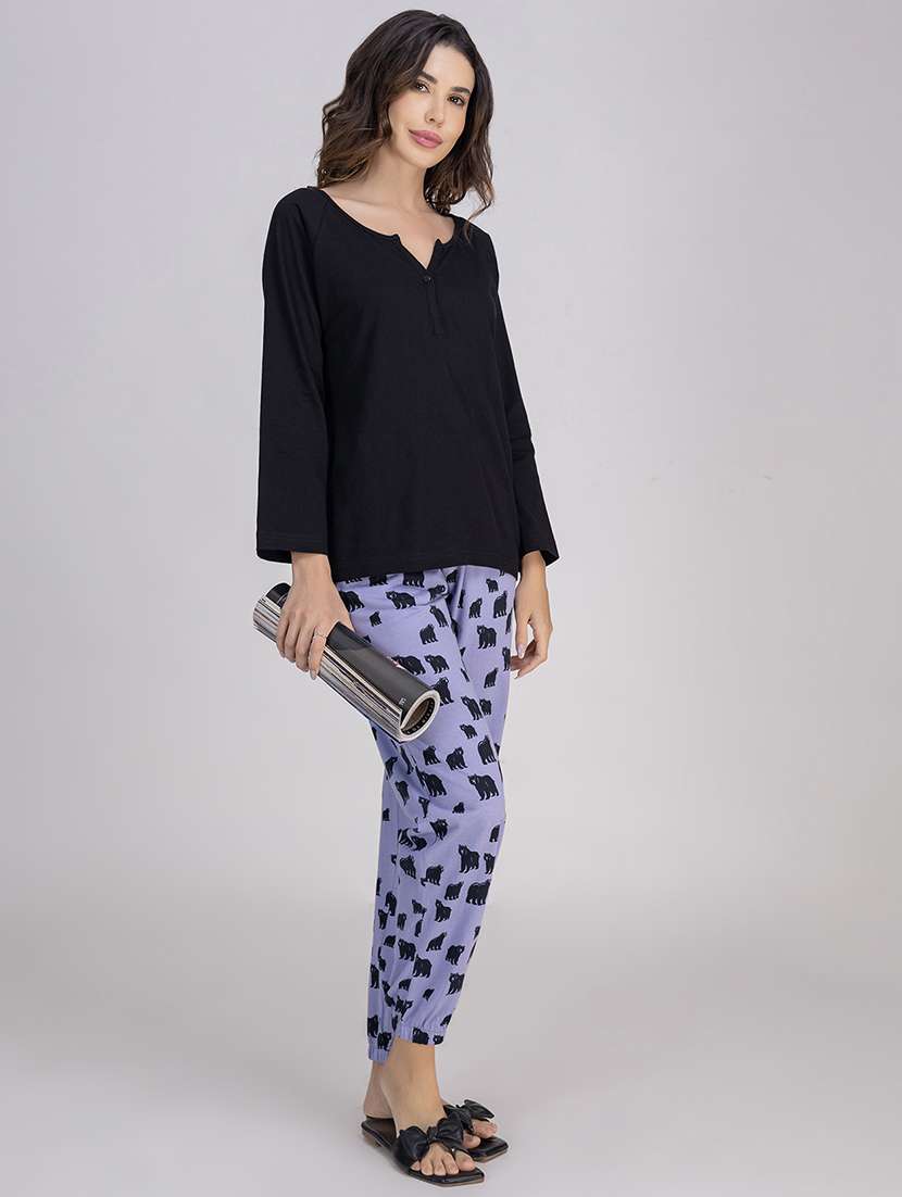 women printed nightwear pyjama set - 21750140 -  Standard Image - 2