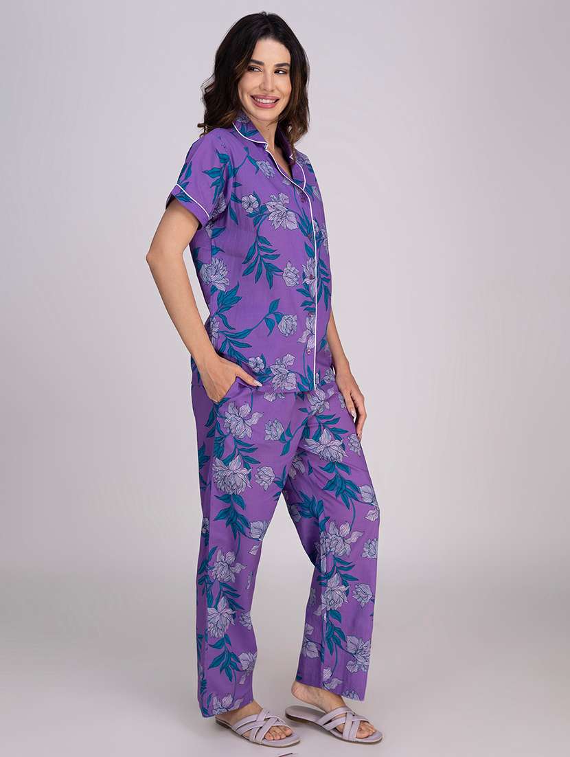 women printed nightwear pyjama set  - 21750142 -  Standard Image - 2
