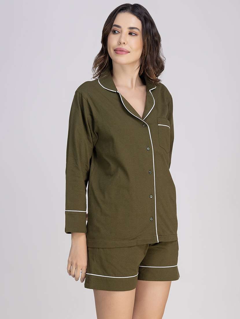 women solid nightwear shorts set - 21750146 -  Standard Image - 2