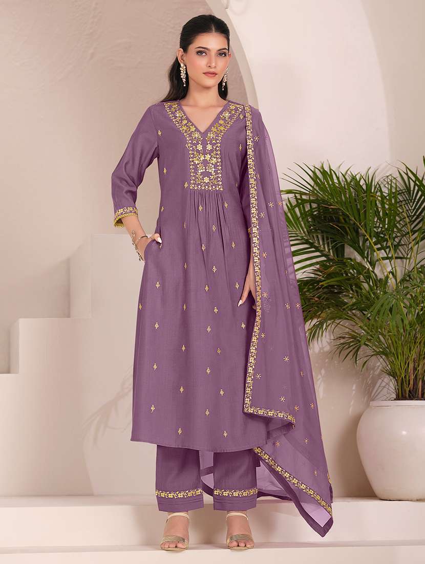women three quarter sleeve kurta pant with dupatta set