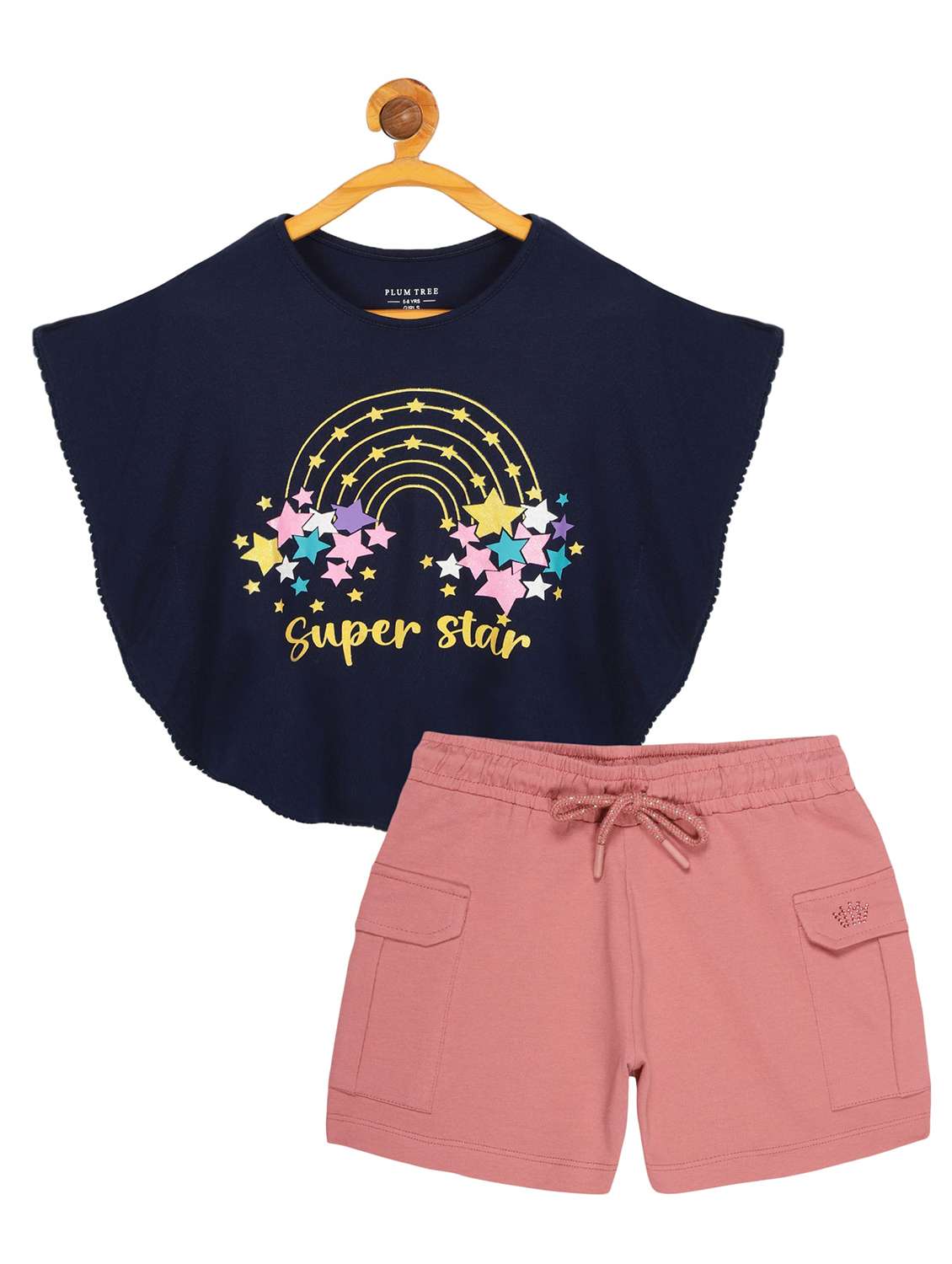 girls printed top and shorts set