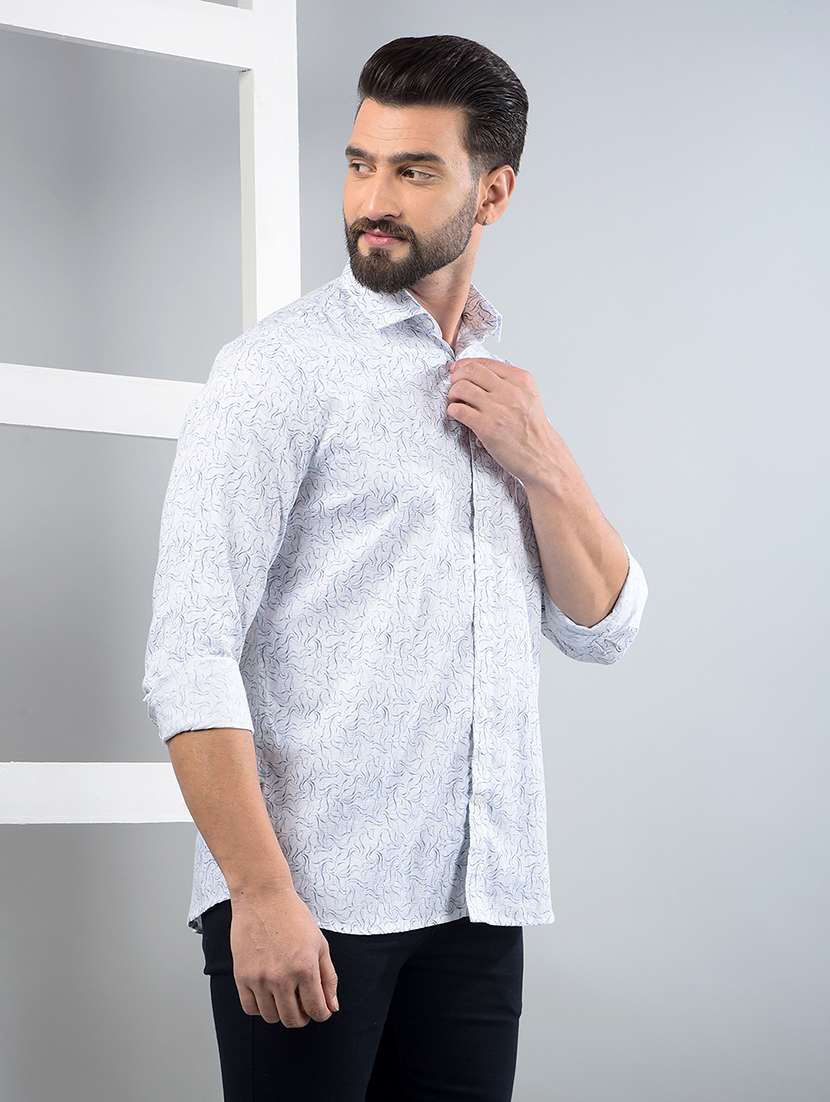 men printed long sleeve slim fit casual shirt - 21750592 -  Standard Image - 2