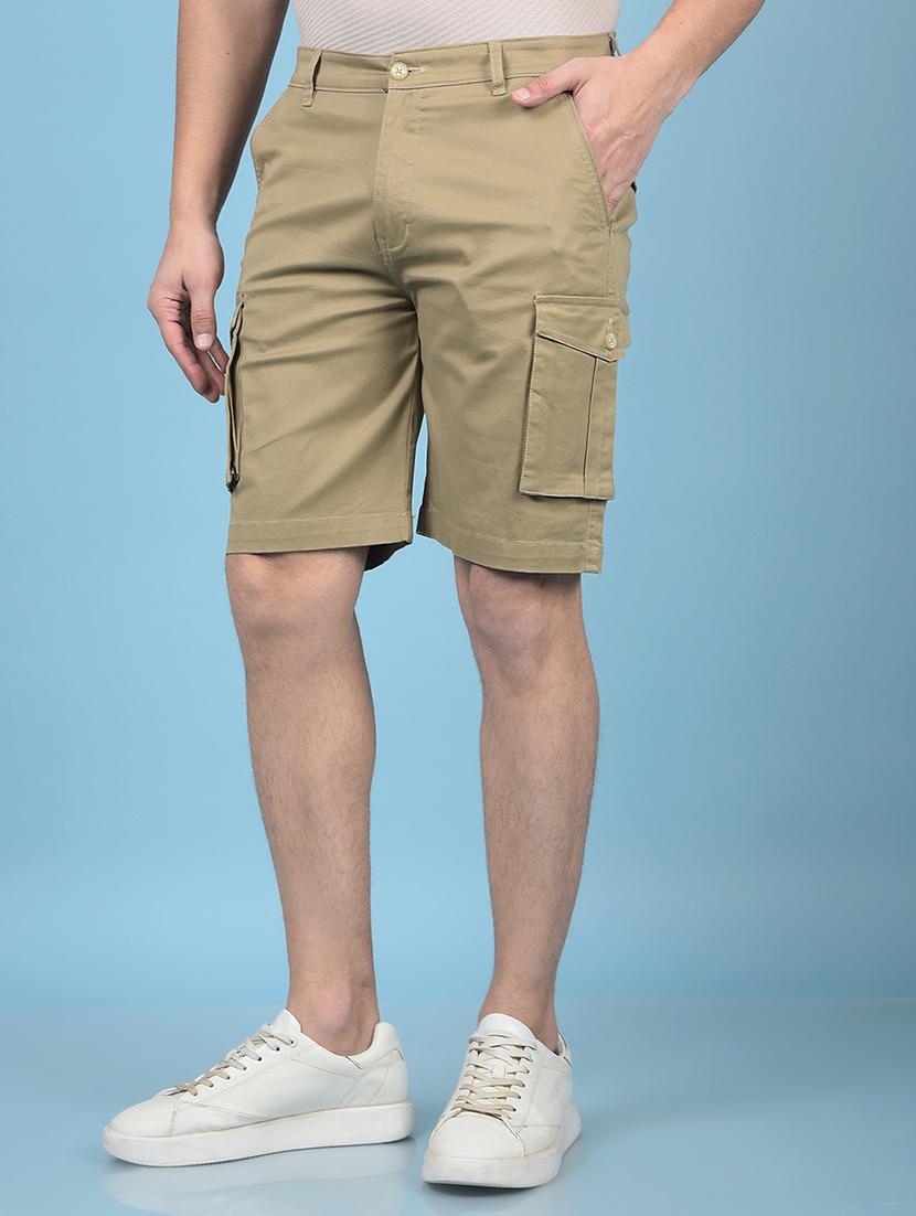 men solid mid rise slim fit cargo shorts - 21750656 - Standard Image - 2