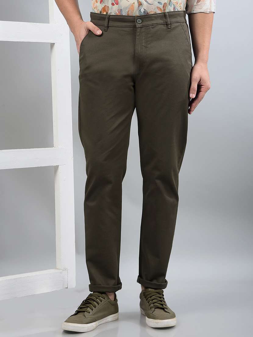 men solid mid rise chinos trouser 