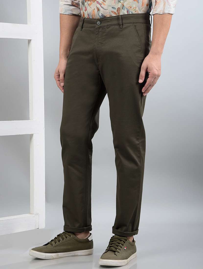 men solid mid rise chinos trouser  - 21750667 -  Standard Image - 2