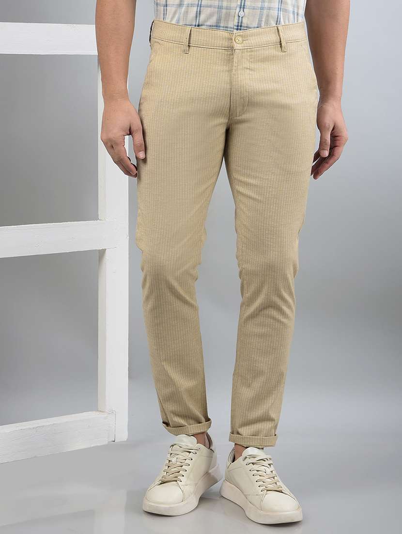 men solid mid rise chinos trouser 