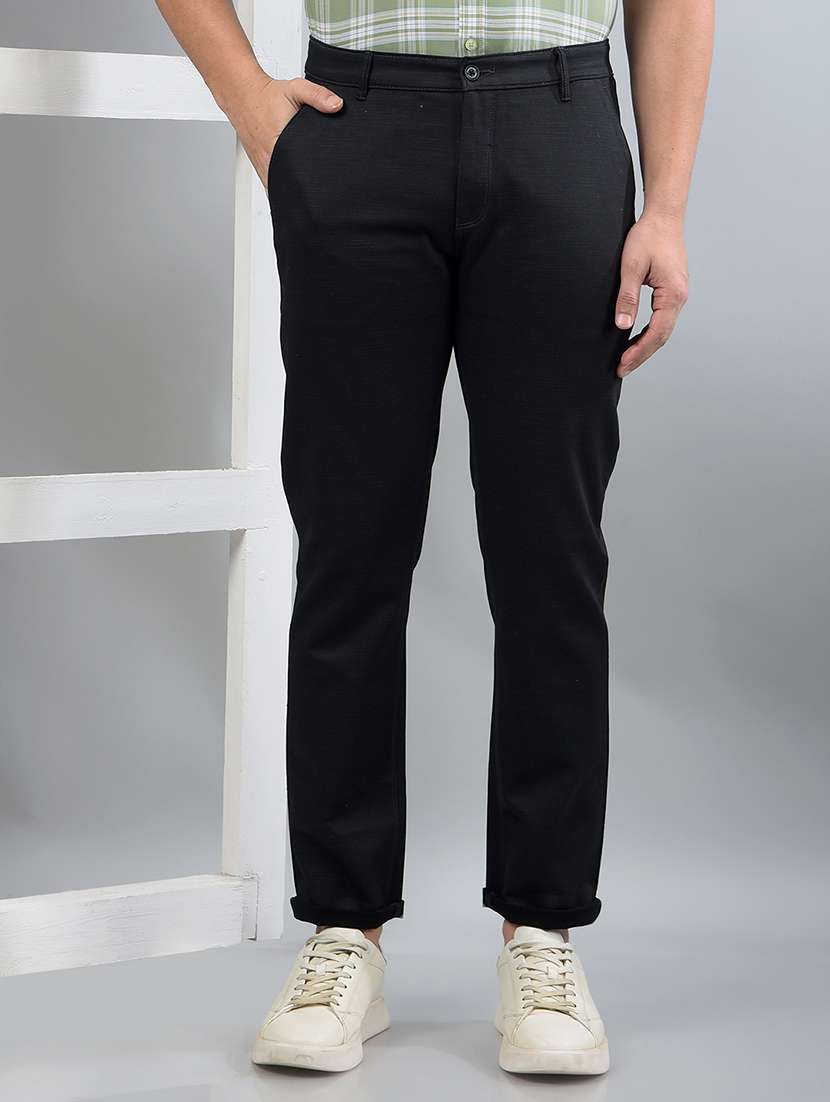 men solid mid rise chinos trouser  - 21750680 -  Zoom Image - 0
