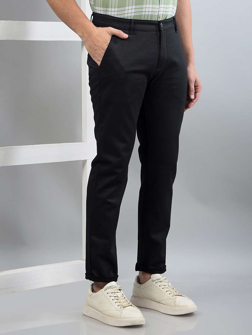 men solid mid rise chinos trouser - 21750680 - Standard Image - 2