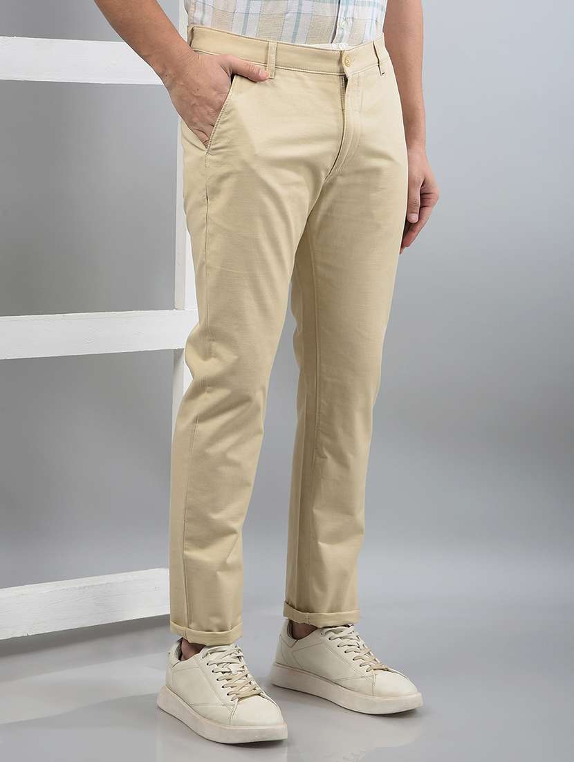 men solid mid rise chinos - 21750696 - Standard Image - 2