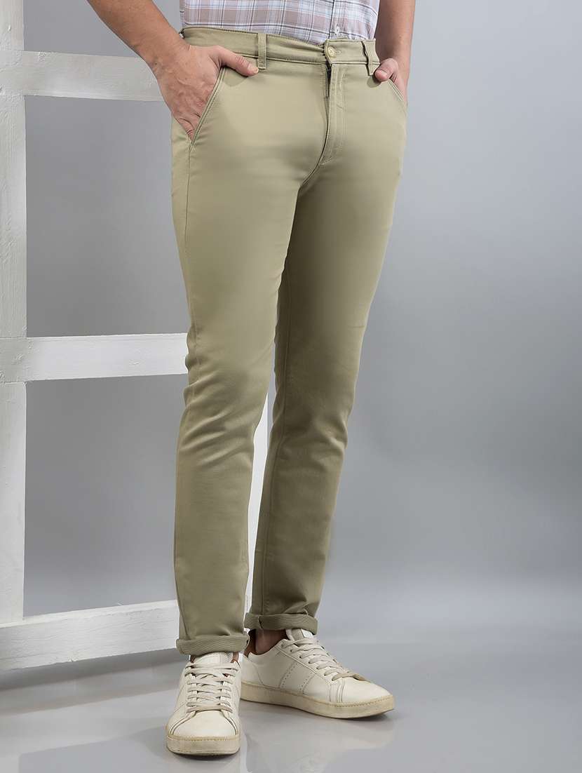 men solid mid rise chinos   - 21750698 -  Standard Image - 2