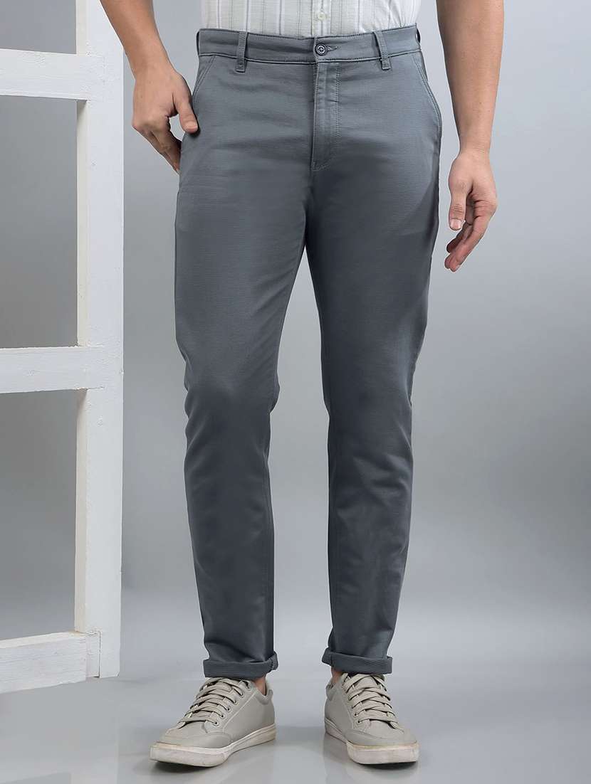 men solid mid rise chinos - 21750699 - Zoom Image - 0