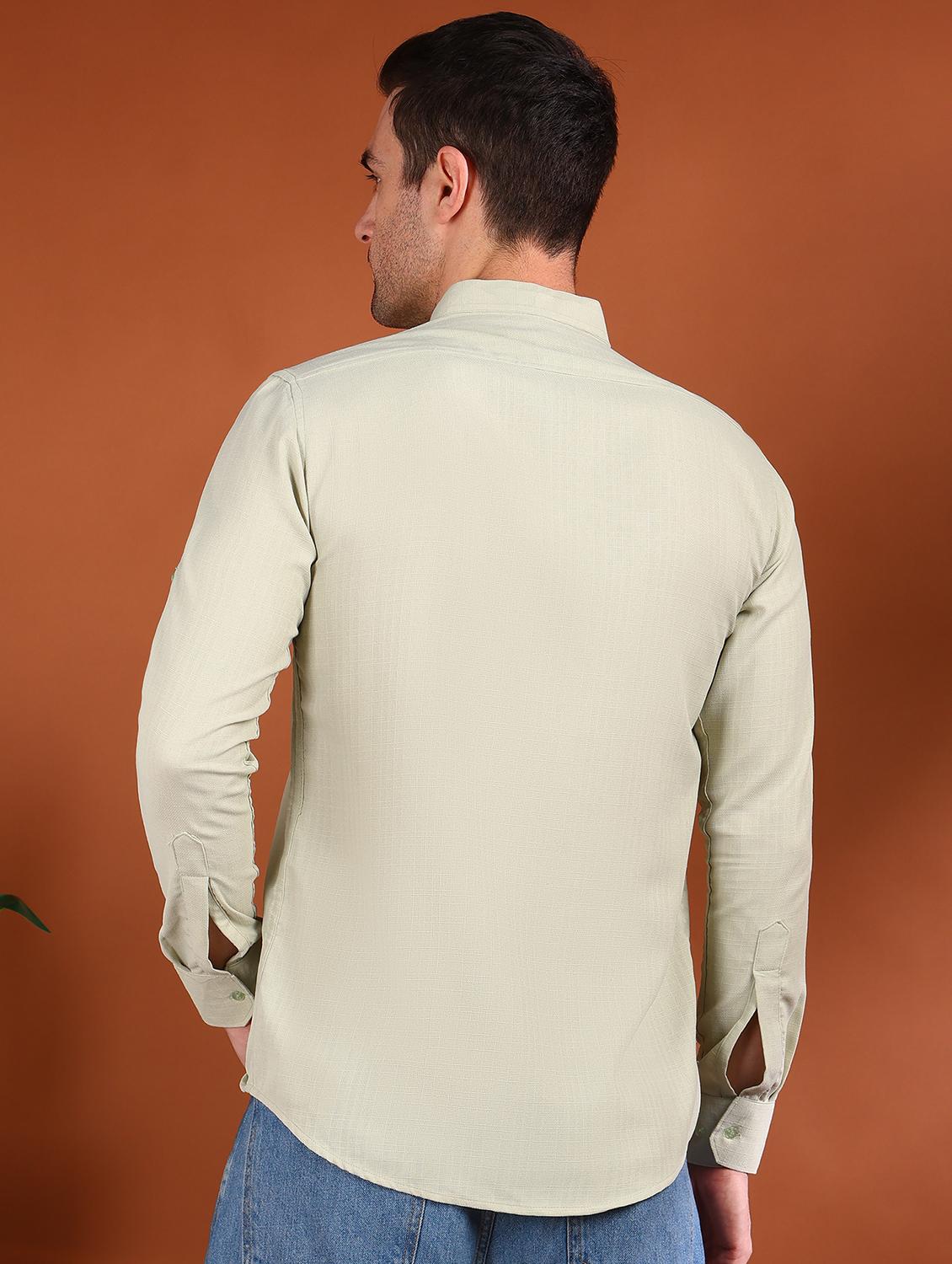 men solid mandarin neck short kurta - 21750751 - Standard Image - 2