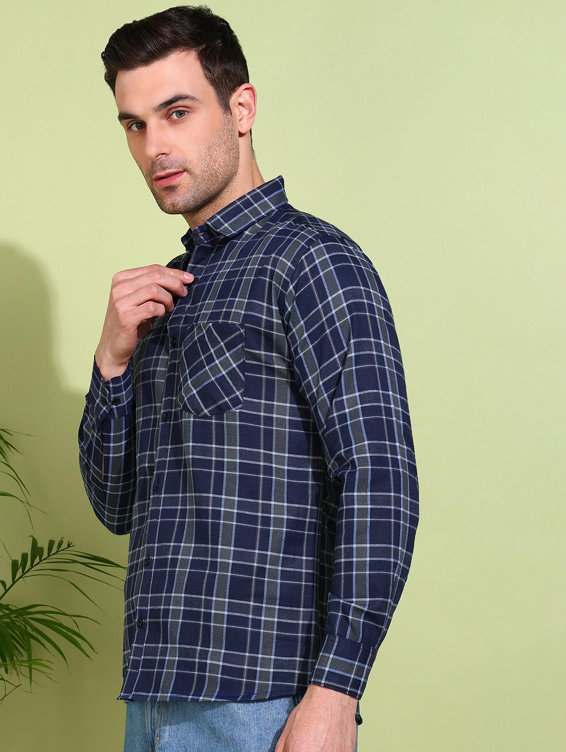 men checkered long sleeve regular fit casual shirt - 21750753 - Standard Image - 2