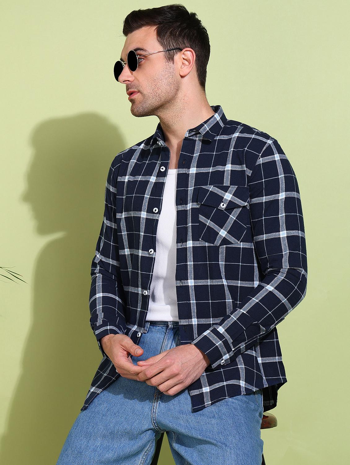 men checkered long sleeve regular fit casual shirt - 21750788 - Standard Image - 2