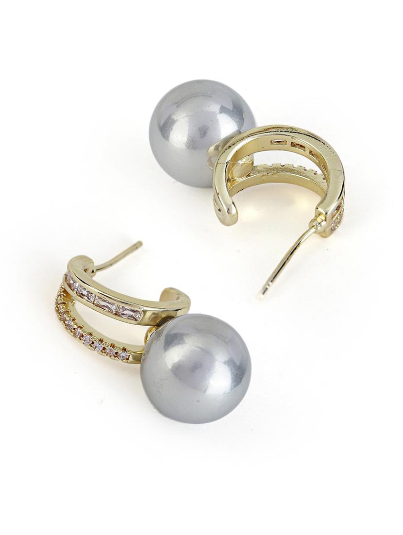women stone studded pearl detailed drop earrings - 21750802 - Standard Image - 2