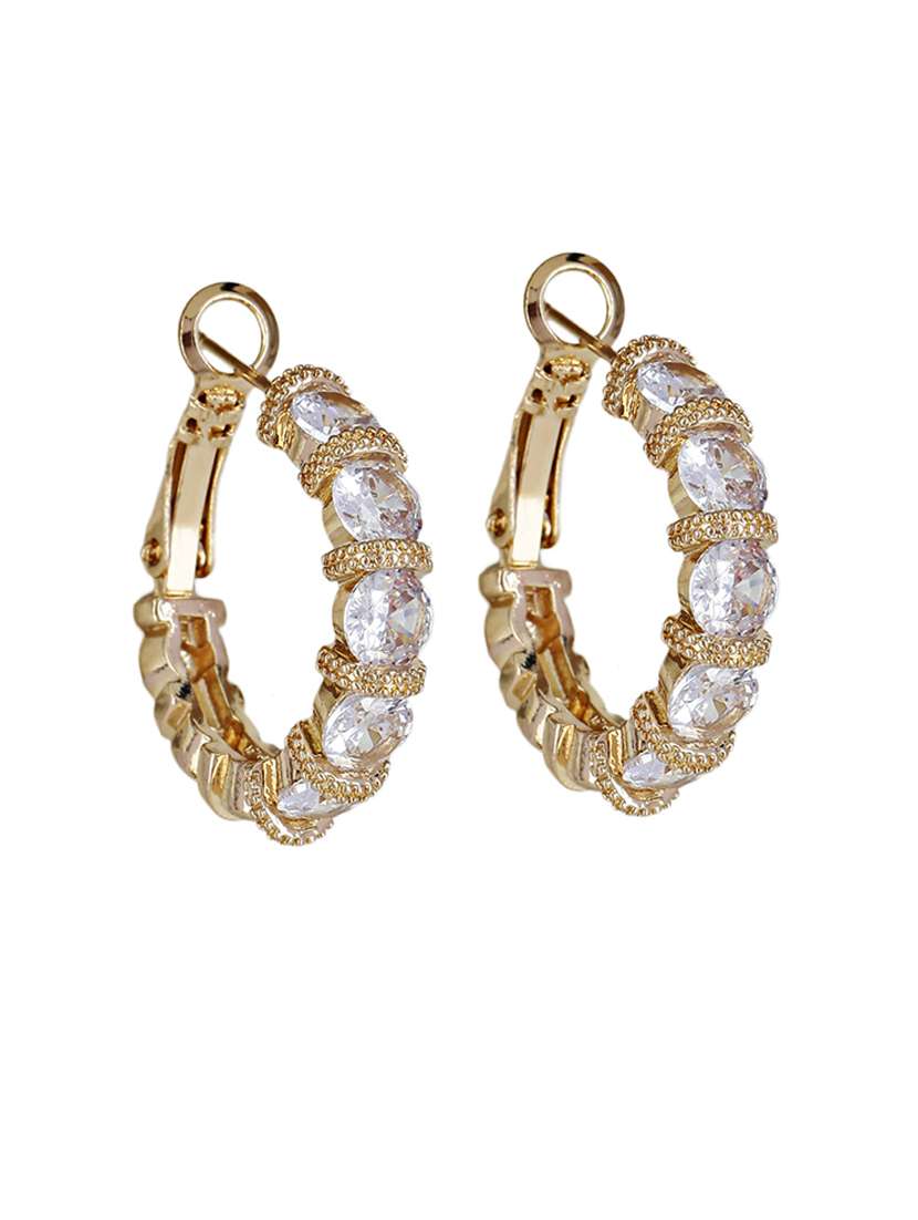 women stone studded hoop earrings - 21750807 -  Standard Image - 2