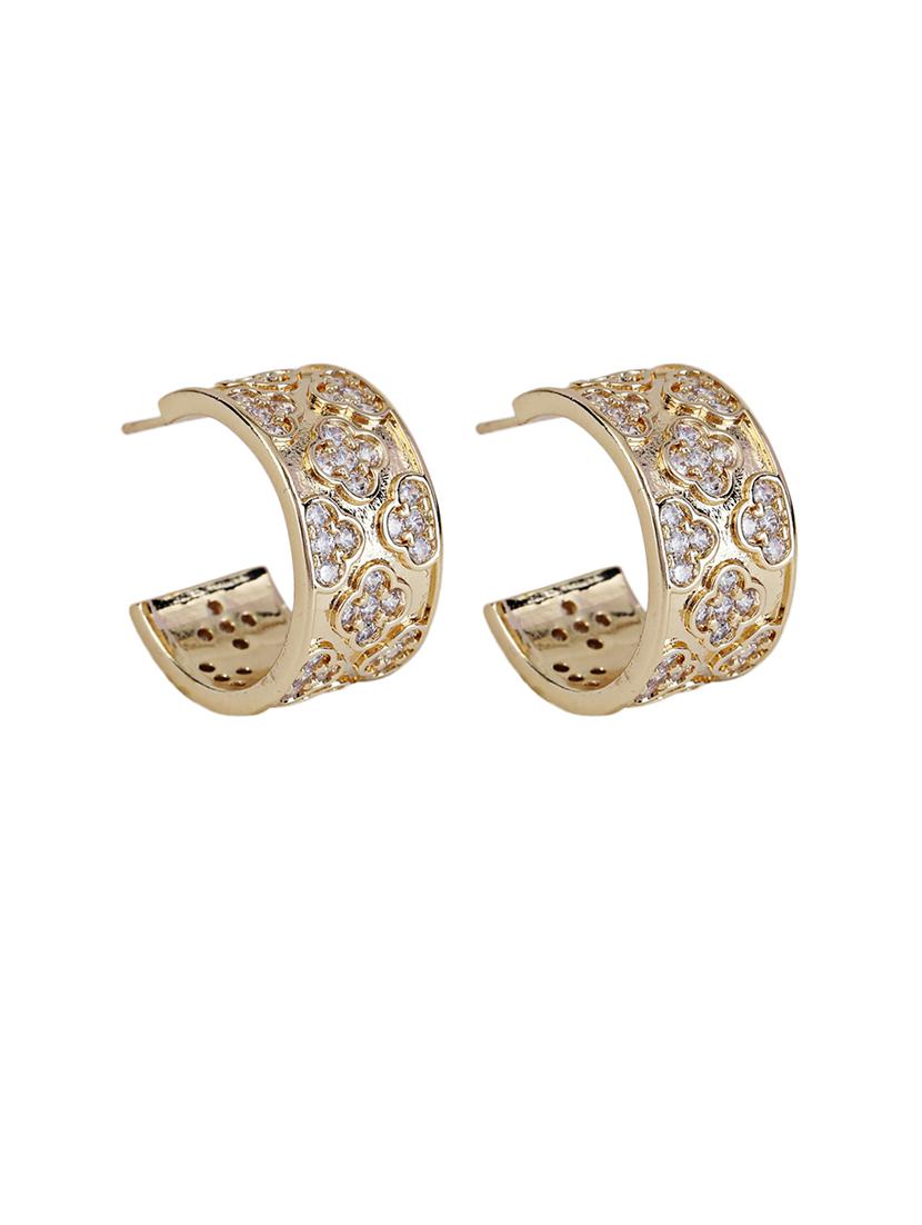 women stone studded hoop earrings - 21750810 - Standard Image - 2
