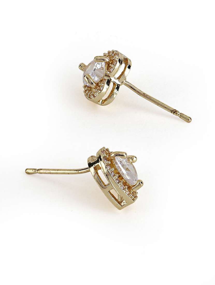 women stone studded heart shape stud earrings - 21750822 -  Standard Image - 2