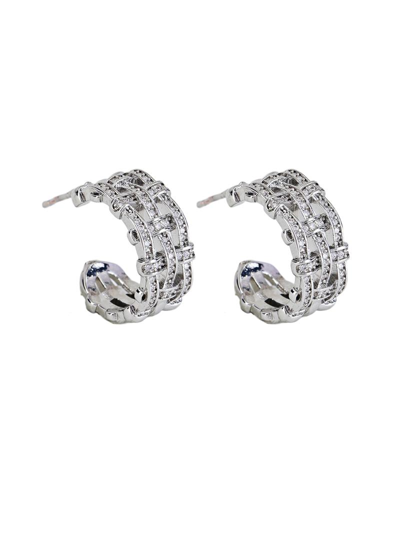 women stone studded hoop earrings - 21750823 - Standard Image - 2