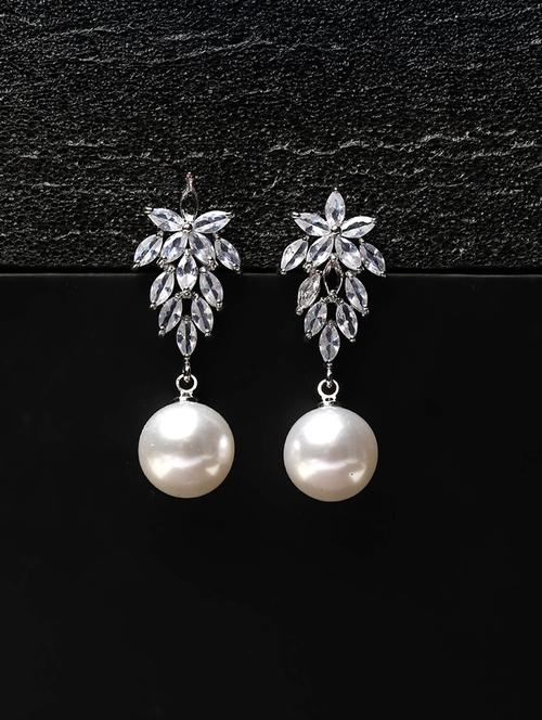 women stone studded drop earrings - 21750825 - Standard Image - 0