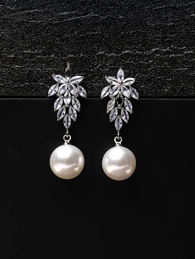 women stone studded drop earrings - 21750825 - Zoom Image - 0