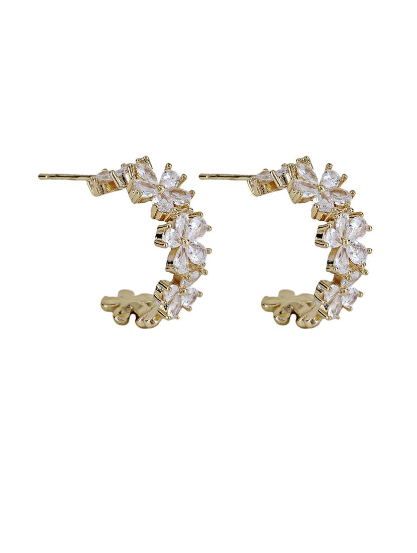 women stone studded hoop earrings - 21750827 - Standard Image - 2