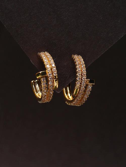 women stone studded hoop earrings - 21750835 - Standard Image - 0