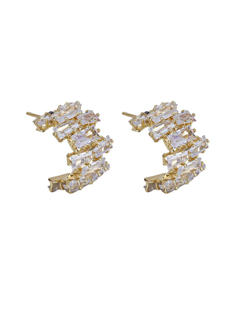 women stone studded hoop earrings - 21750837 - Standard Image - 2