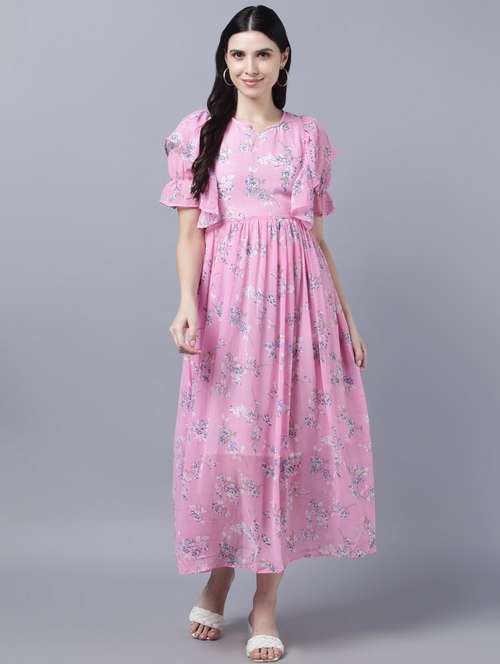 women pink floral printed a-line dress - 21750963 -  Standard Image - 0