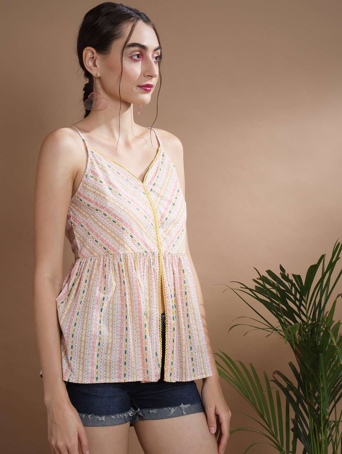 women multi color printed sweetheart neck top - 21750972 -  Standard Image - 2