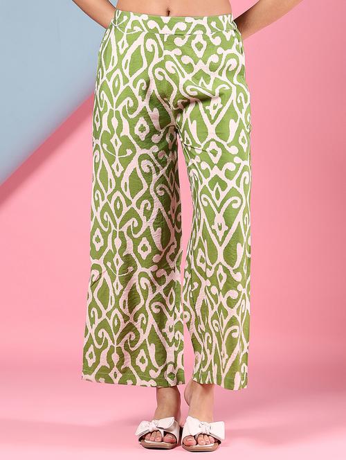women neo mint printed mid rise straight palazzo - 21753407 -  Standard Image - 0