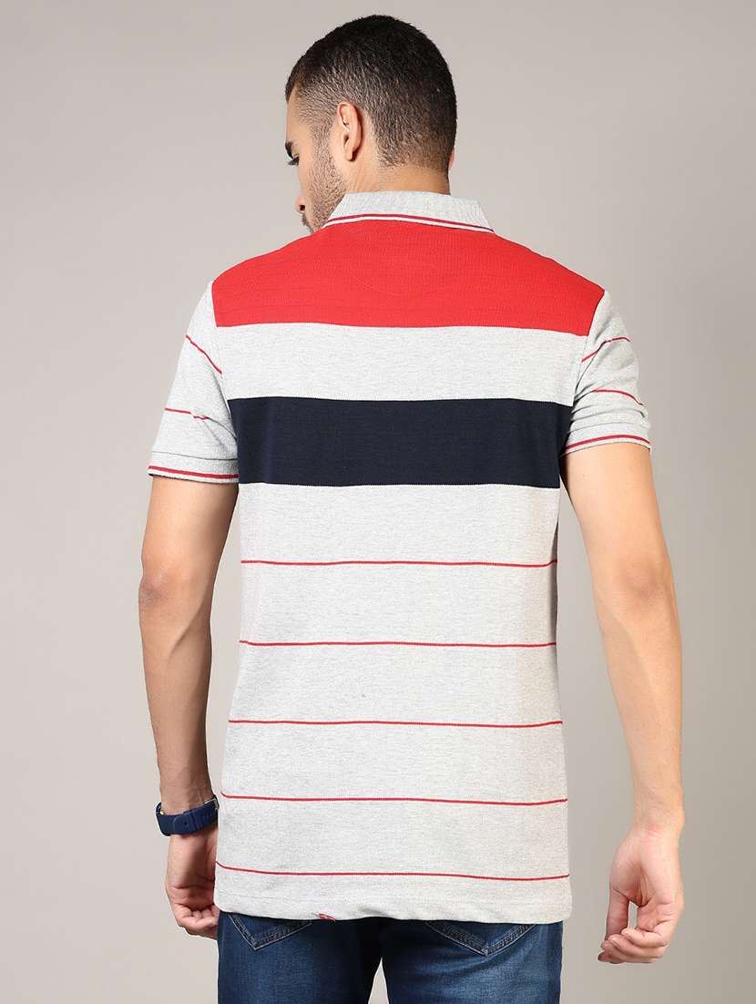 men striped short sleeve regular fit polo t-shirt - 21753434 - Standard Image - 2