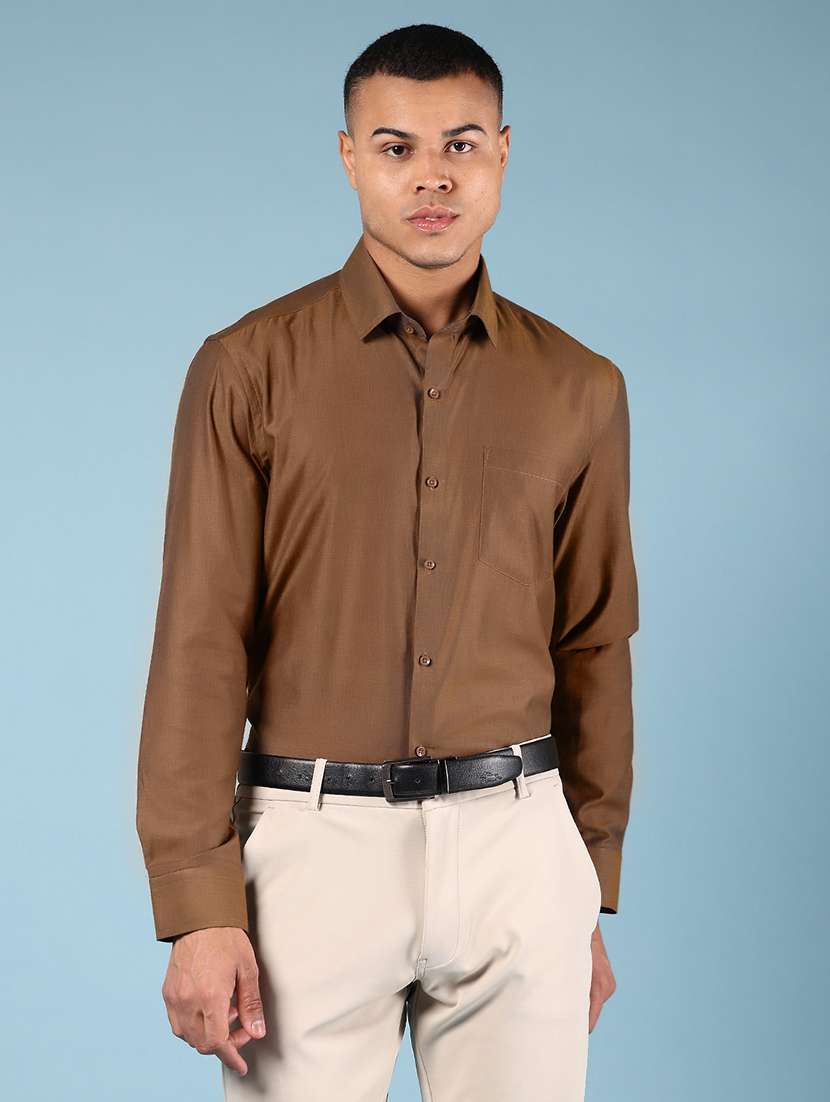 men solid long sleeve regular fit formal shirt